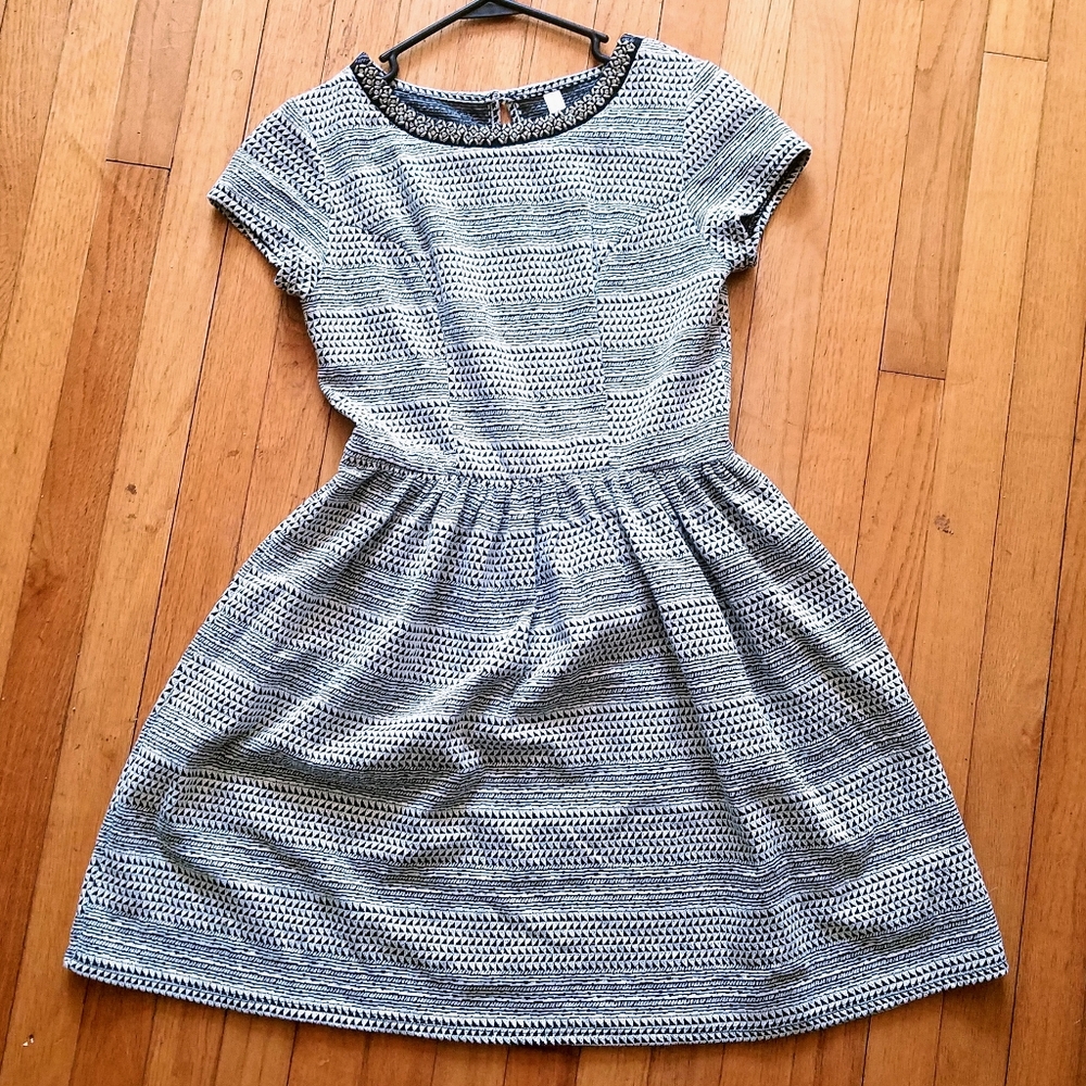 Black and white fit and flare dress